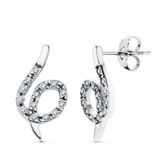 18K PENDIENTES ORO BLANCO CIRCONITA 20X10 MM CIERRE PRESION