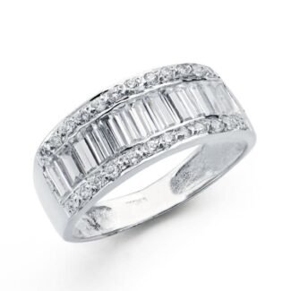 18K SORTIJA ORO BLANCO CON CIRCONITAS, ANCHO: 8 MM