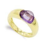 18K SORTIJA ORO AMARILLO PIEDRA DE COLOR, ANCHO: 8 MM