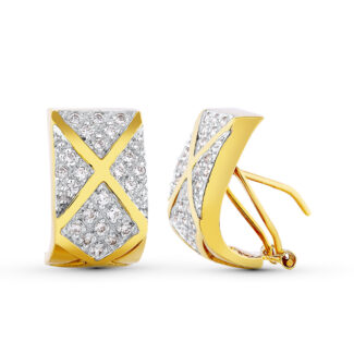 18K PENDIENTES BICOLOR CIRCONITA CIERRE OMEGA