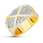 18K SORTIJA ORO BICOLOR ROMBOS CON CIRCONITAS, ANCHO: 10,5 MM