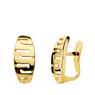 18K PENDIENTES ORO AMARILLO GRECA 13X6 MM CIERRE CATALAN