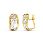 18K PENDIENTES ORO AMARILLO CIRCONITA Y DELFIN 15X8 MM CIERRE CATALAN