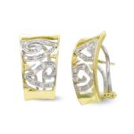 18K PENDIENTES ORO BICOLOR CON CIRCONITA CIERRE OMEGA