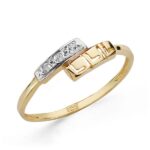 18K SORTIJA ORO BICOLOR CON MOTIVO CALADO GRECA Y CIRCONITA, ANCHO: 5,5 MM