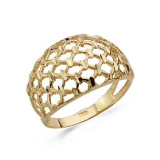18K SORTIJA ORO AMARILLO CALADA DETALLES TALLADOS, ANCHO: 13,5 MM