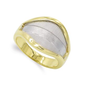 18K SORTIJA ORO BICOLOR MATE Y BRILLO, ANCHO: 15 MM