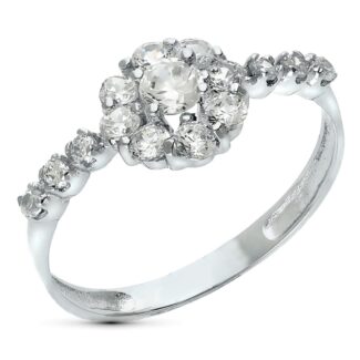 18K SORTIJA ORO BLANCO CUAJO CON CIRCONITAS, ANCHO: 8,5 MM