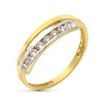 18K SORTIJA ORO BICOLOR BANDAS CON CIRCONITAS EN CARRIL, ANCHO: 5,5 MM