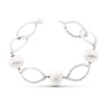 18K PULSERA ORO BLANCO 18CM PERLA CULTIVADAS 14 MM