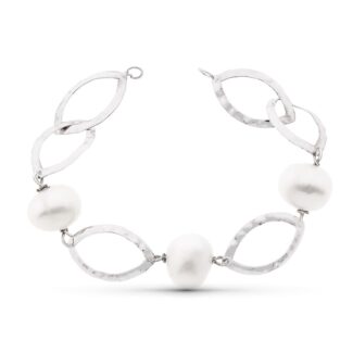18K PULSERA ORO BLANCO 18CM PERLA CULTIVADAS 14 MM