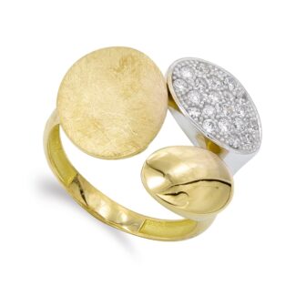 18K SORTIJA ORO BICOLOR ROJO Y BLANCO CON CIRCONITAS, MEDIDAS: 21X18 MM