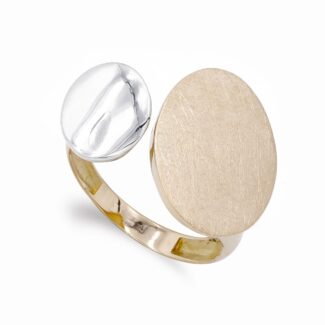 18K SORTIJA ORO BICOLOR BLANCO Y ROSA ABIERTA, 22 X 17,5 MM