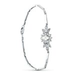 18K PULSERA ORO BLANCO JUEGO NOVIA CENTRO 8X6 MM CIRCONITA 19CM MOSQUETON