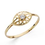 18K SORTIJA ORO AMARILLO MOTIVO CALADO CON CIRCONITA, ANCHO: 7 MM