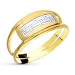 18K SORTIJA ORO BICOLOR DOBLE CUERPO CON GRECA CALADA, ANCHO 7 MM