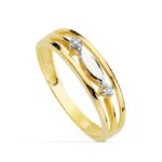 18K SORTIJA ORO BICOLOR CON MOTIVO OVAL Y CIRCONITAS, ANCHO: 4,5 MM