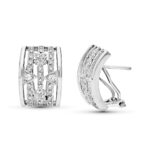 18K PENDIENTES ORO BLANCO CIRCONITA 16X11 MM CIERRE OMEGA