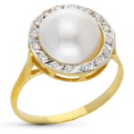 18K SORTIJA ORO AMARILLO PERLA JAPONESA CULTIVADA 10 MM ANCHO TOTAL 14,50 MM