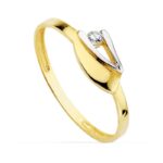 18K SORTIJA ORO BICOLOR CON MOTIVO Y CIRCONITA, ANCHO: 6,5 MM