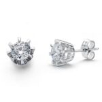 18K PENDIENTES SOLITARIO ORO BLANCO 7 MM