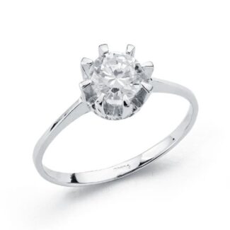18K SOLITARIO ORO BLANCO CIRCONITA 5 MM