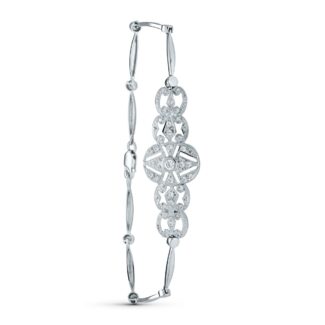 18K PULSERA ORO BLANCO SEMIRIGIDA CIRCONITA 18CM CIERRE MOSQUETON