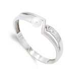 18K SORTIJA ORO BLANCO PERLA 3,5 MM Y CIRCONITA, ANCHO: 4,5MM