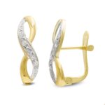 18K PENDIENTES ORO BICOLOR CIRCONITA 17X6 MM CIERRE CATALAN