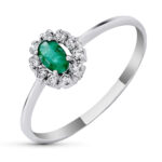 18K SORTIJA ORO BLANCO CUAJO CON PIEDRA FINA OVAL, ANCHO: 8X6,5 MM