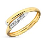 18K SORTIJA ORO BICOLOR CRUZADA CON CIRCONITAS CARRIL, ANCHO 5 MM