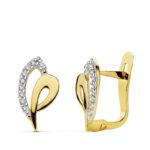 18K PENDIENTES BICOLOR CIRCONITA 12X7 MM CIERRE CATALAN