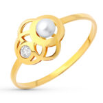 18K SORTIJA ORO AMARILLO MOTIVO CALADO CON PERLA 3 MM CIRCONITA,