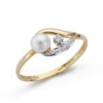 18K SORTIJA ORO BICOLOR CON CIRCONITAS Y PERLA 4,5 MM, ANCHO: 7 MM