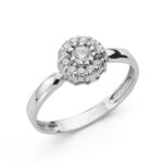 18K SORTIJA ORO BLANCO CUAJO CON CIRCONITAS, ANCHO: 4 MM