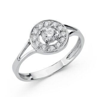 18K SORTIJA ORO BLANCO MOTIVO REDONDO CON CIRCONITAS, ANCHO: 8,5 MM