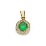 18K COLGANTE ORO AMARILLO PIEDRA VERDE 5MM CIRCONITA