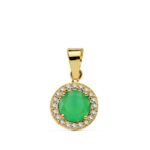 18K COLGANTE ORO AMARILLO PIEDRA VERDE 9 MM CIRCONITAS