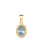 18K COLGANTE ORO AMARILLO OVAL AGUA MARINA CON CIRCONITAS, 12X8MM