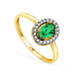 18K SORTIJA ORO AMARILLO ESMERALDA 6X4 MM 0,49 QTS, 8X6 MM