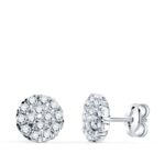18K PENDIENTES ORO BLANCO REDONDO CON CIRCONITA 7 MM CIERRE PRESION
