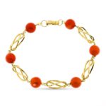 18K PULSERA ORO AMARILLO JAULA CORAL FINO JAPONES 8 MM 20,5 CM