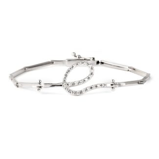 18K PULSERA ORO BLANCO ESLABONES CON CIRCONITAS