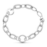 18K PULSERA ORO BLANCO ESLABON OVAL Y CIRCULAR CON CIRCONITA 18,5 CM