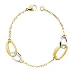 18K PULSERA HUECA ORO BICOLOR 19CM