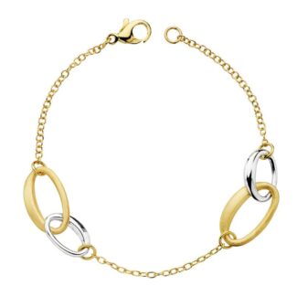 18K PULSERA HUECA ORO BICOLOR 19CM