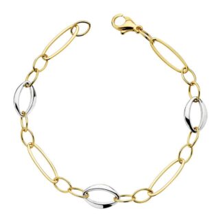 18K PULSERA HUECA ORO BICOLOR 19CM