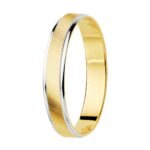 18K ALIANZA ORO BICOLOR ESTRIAS Y BORDES EN BRILLO ANCHO: 3,5 MM, TALLA: 29