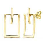 18K PENDIENTES ORO AMARILLO RECTANGULO Y BARRA 20X11 MM CIERRE PRESION