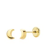 18K PENDIENTES ORO AMARILLO LUNA LISA 4,5X3,5 MM CIERRE TUERCA